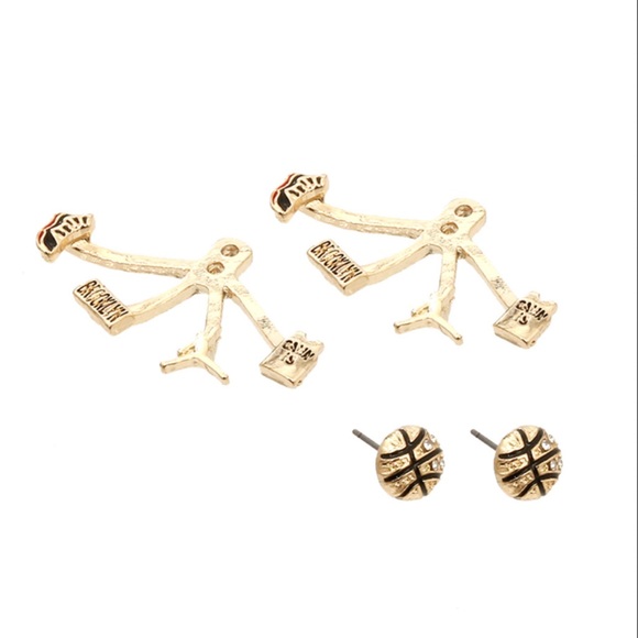 Gold Basketball Earrings - Picture 2 of 2